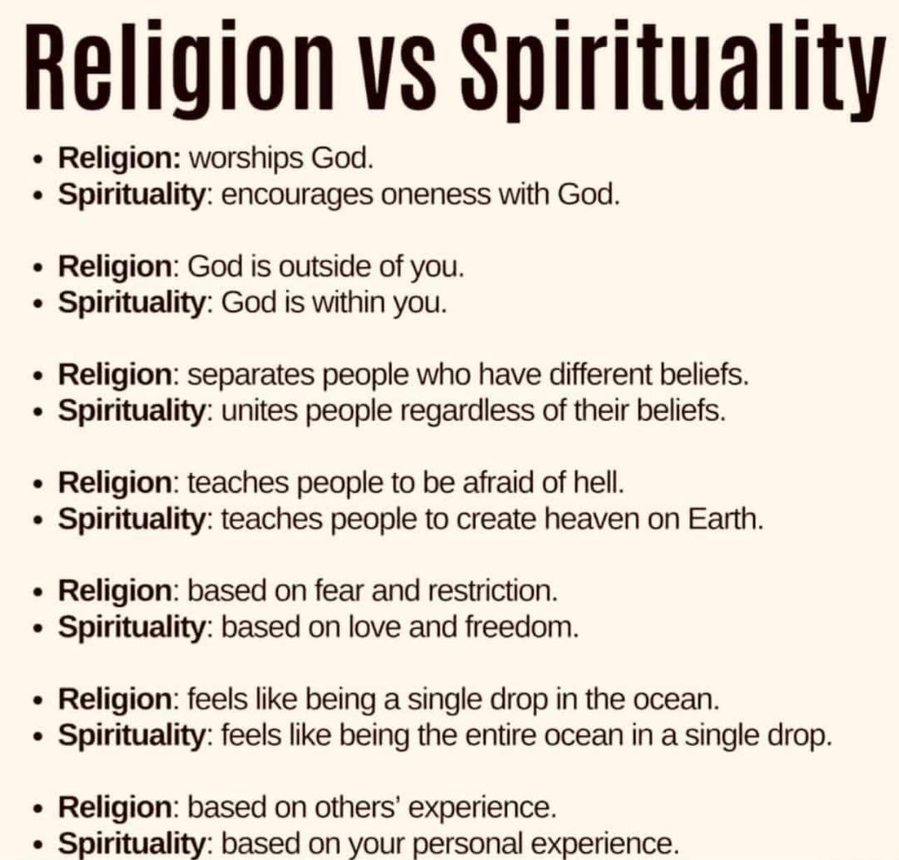 Spirituality Vs religion